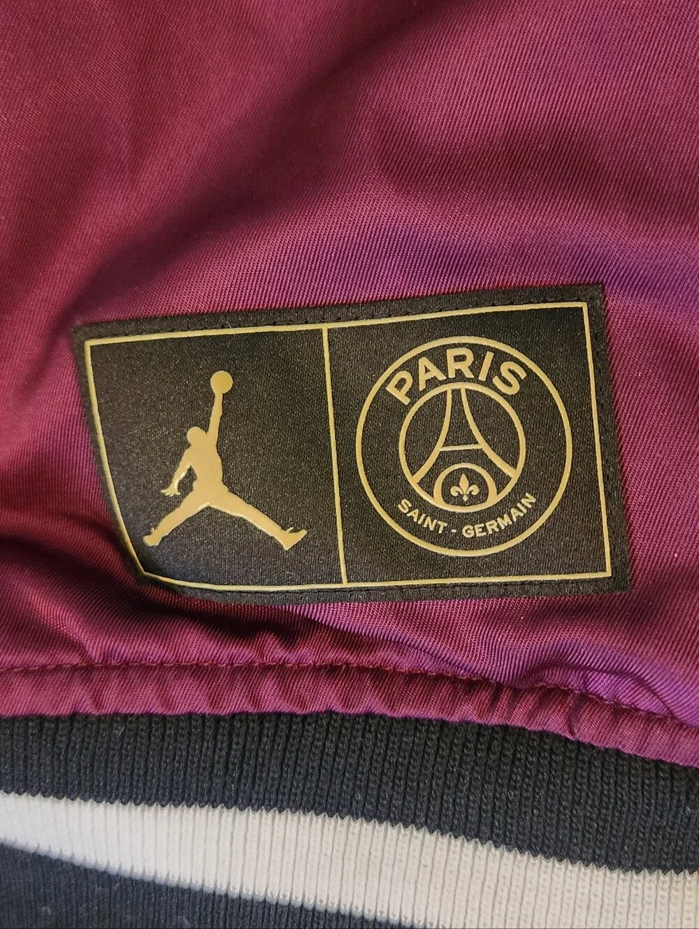 Jordan x PSG Varsity Bomber Jacket - Bordeaux / Black / Gold (Large)